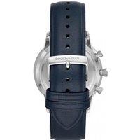 Emporio Armani AR11226 Men's Quartz Blue Dial Leather Strap Watch, Stainless Steel Case, 43mm Classic Style
