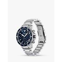 Emporio Armani Men's Solar Chronograph Stainless Steel Watch - Blue Dial, Quartz Movement, 43mm, Water-Resistant