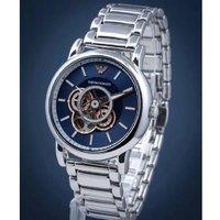 Emporio Armani AR60036 Automatic Watch - Water-Resistant Stainless Steel Bracelet, Blue Dial, Classic Men's Style