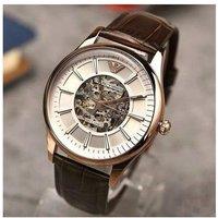 Emporio Armani Automatic Watch for Men AR2073 - Classic Leather, Water-Resistant, 43mm Dial