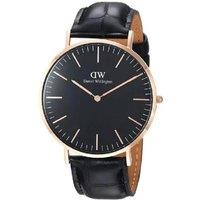 Daniel Wellington Classic Reading Quartz Watch, Black/Rose Gold, 40mm Stainless Steel Case, Leather Strap