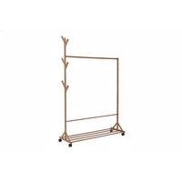 Bamboo Garment and Hat Rack with Mobile Wheels & Shelf Storage