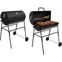 Barrel Charcoal BBQ Grill with Built-In Thermometer & Warming Rack