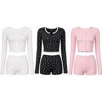 Black Women's Floral Print Two-Piece Crop Top and Shorts Set