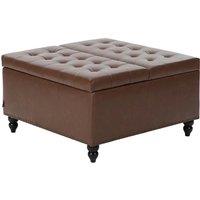 PU Leather Square Flip-Top Ottoman with Storage