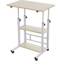 Height-Adjustable Desk with Shelves and 360 Wheels