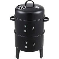 3-in-1 Charcoal BBQ Grill, Smoker & Fire Pit with Dual-Tier Cooking