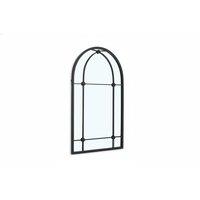 Vintage-Style Arched Metal Windowpane Mirror