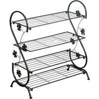 4-Tier S-Shape Metal Shoe Rack - Black