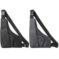 Unisex Black Anti-Theft Oxford Crossbody Shoulder Bag - Water-Resistant, Lightweight, Multiple Pockets, Adjustable Strap, 23x3x32cm
