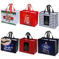 6Pcs Festive Christmas Gift Tote Bags with Handles - Reusable Sacks for Kids & Family Gifting