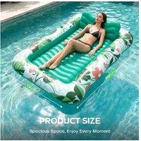 EcoFurnix Inflatable Pool Mattress for Adults - Large Water Lounger, Cup Holder, Removable Headrest, 190 x 130cm