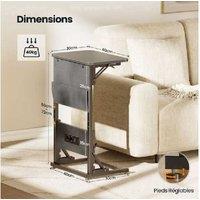 EcoFurnix Contemporary Foldable Side Table with Storage - Grey, Space-Saving Living Room Furniture