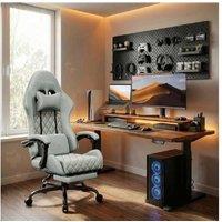 EcoFurnix Ergonomic Suede Office Chair with Massage Lumbar Support - Adjustable, Heavy-Duty, Light Blue
