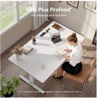 EcoFurnix Modern Electric Sit-Stand Living Room Desk, White Walnut Wood, Adjustable Height, 120x80cm