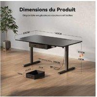 EcoFurnix Electric Height Adjustable Desk, Walnut Wood & Alloy Steel, 140x80cm - Modern Sit-Stand Workstation for Living Room