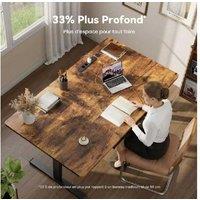 EcoFurnix Electric Sit-Stand Living Room Desk - Walnut Wood, Adjustable Height, Storage, Modern 140x80cm