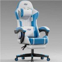EcoFurnix Ergonomic Office Chair with Massage Lumbar & Adjustable Footrest - Modern Blue, Multi-Scenario Support