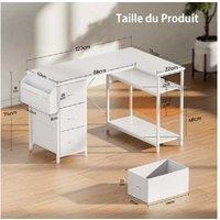 EcoFurnix Modern L-Shaped Corner Desk with Storage - White Metal, 120x78cm, Ergonomic, Easy-Clean