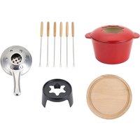 2L Cast Iron Non-Stick Fondue Pot Set with Six Forks