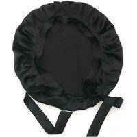 Unisex Black 100% Mulberry Silk Elastic Hair Bonnet - Frizz-Free Sleeping Cap, Moisture-Retaining, One Size, Lightweight Accessory