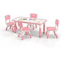 Kids' Easy-Clean Graffiti Desktop Table with 4 Chairs