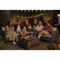 4-Piece Rattan Garden Sofa Set with Storage & Glass Table