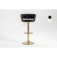 Adjustable Swivel Velvet Bar Stool with Supportive Backrest