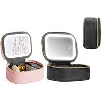Travel Cosmetic Bag with Adjustable Dividers & LED Mirror