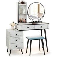 Vanity Table Set with LED Mirror and Charging Station