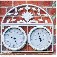 Copper Garden Wall Clock & Thermometer - Outdoor Decor, Weather-Resistant Metal Patio Accessory
