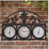 Copper Garden Wall Clock & Weather Station - Outdoor Decor Accessory