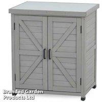 Grey Wooden Garden Storage Cabinet - Weatherproof Outdoor Shed, Compact Tool Storage