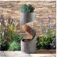 Modern Spiral Rainfall Garden Water Feature & Planter - Outdoor Decor Sculpture