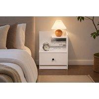 Wooden Nightstand with Drawer and Two Shelves - 2 Colours
