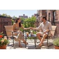 3-Piece Patio Conversation Set with Ergonomic Chairs & Glass Table