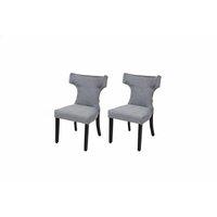 Set of 2 Upholstered Dining Chairs - Grey or Blue