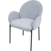 Set of 2 Grey Upholstered Dining Chairs with Armrests