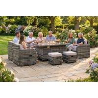 Alivio 9-Seater Rattan Garden Set with Integrated Fire Pit Table
