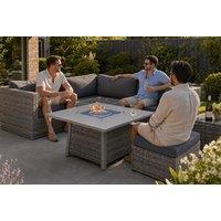Vancouver 6 Seater Rattan Sofa Set with Fire Pit and Ottoman Table