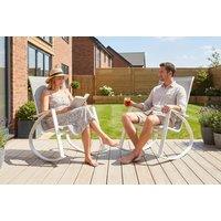 2-Piece Patio Rocking Chairs with Ergonomic Backrest