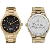 Vivienne Westwood Eltham Men's Quartz Watch with Black Dial and Gold Stainless Steel Bracelet