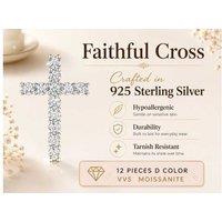 Hypoallergenic 1.20ct Moissanite Diamond Cross Pendant Necklace in Sterling Silver for Women