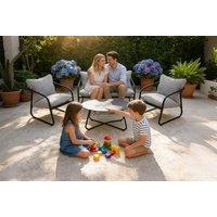 4-Seater Outdoor Iron Sofa Set with Cushions & Coffee Table