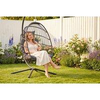 Egg-Shaped Hanging Chair with Headrest & Frame