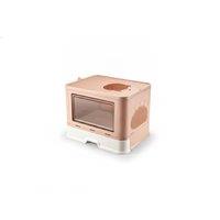 Enclosed Folding Plastic Cat Litter Box with Scoop & Slide-Out Drawer