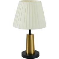 Black & Gold Table Lamp with Pleated Fabric Shade, LED Light