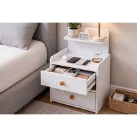 Wooden Nightstand with Storage and Raised Guards