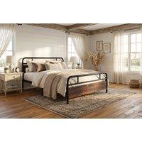 King Size Metal Bed with Brown Headboard