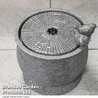 Granite Effect Garden Birdbath Water Feature Ornament - Outdoor Patio Decor with Two Birds